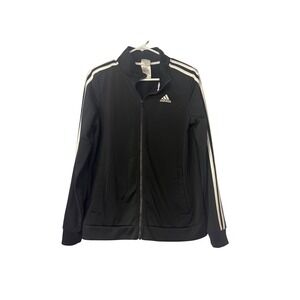 Adidas Kids Track Jacket Black White 3 Stripe Zip Up Full Zip Athleisure Size XL